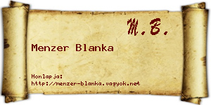Menzer Blanka névjegykártya